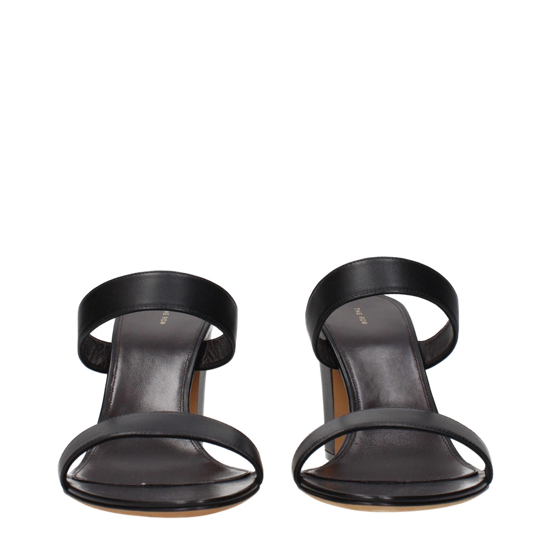 The Row Black Leather Stiletto Heels Sandals