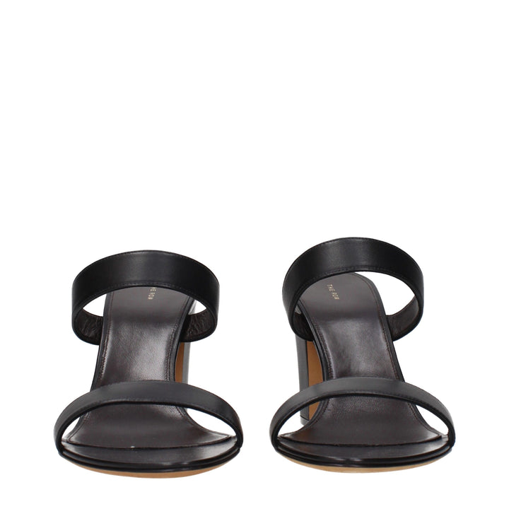 The Row Black Leather Stiletto Heels Sandals