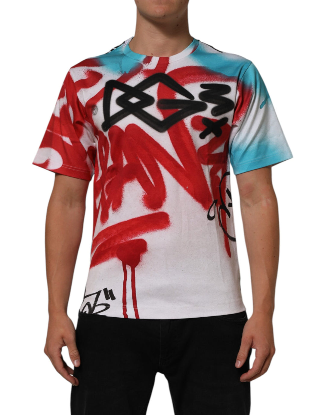 Dolce &amp; Gabbana Sample Sale Dolce &amp; Gabbana White Graffiti Crew Neck Short Sleeves T-shirt - | Designer outlet