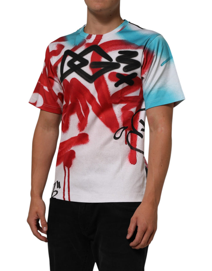 Dolce &amp; Gabbana Sample Sale Dolce &amp; Gabbana White Graffiti Crew Neck Short Sleeves T-shirt - | Designer outlet