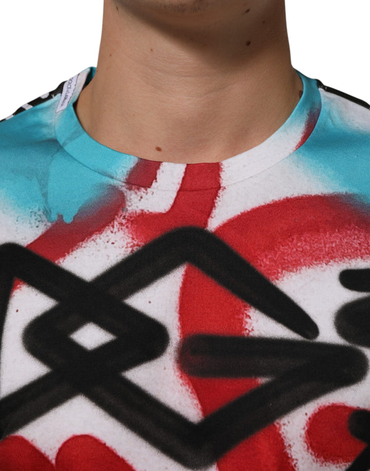 Dolce &amp; Gabbana Sample Sale Dolce &amp; Gabbana White Graffiti Crew Neck Short Sleeves T-shirt - | Designer outlet