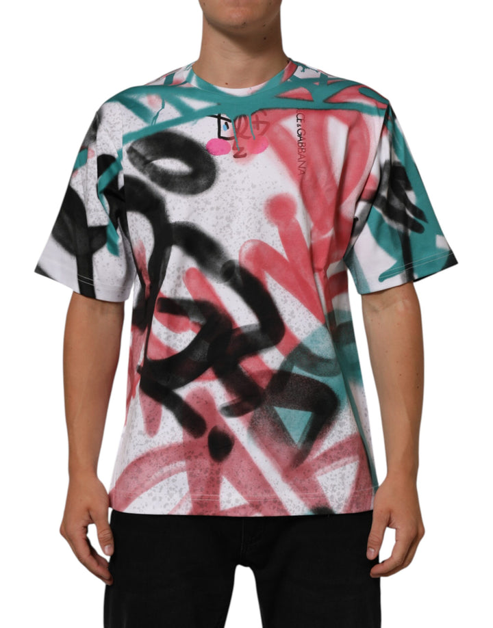 Dolce &amp; Gabbana Sample Sale Dolce &amp; Gabbana White Graffiti Crew Neck Short Sleeves T-shirt - | Designer outlet
