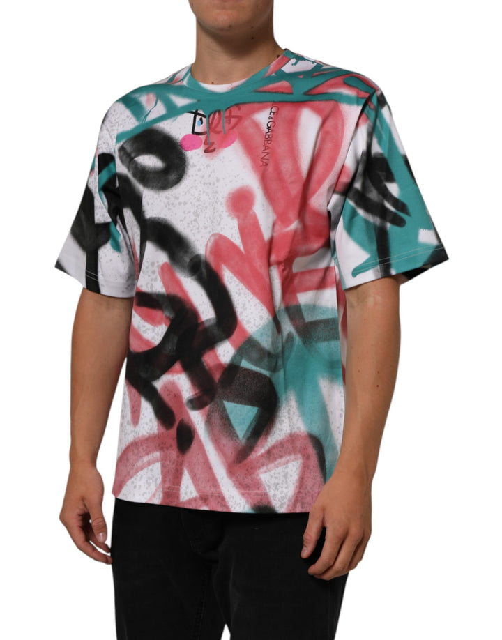 Dolce &amp; Gabbana Sample Sale Dolce &amp; Gabbana White Graffiti Crew Neck Short Sleeves T-shirt - | Designer outlet