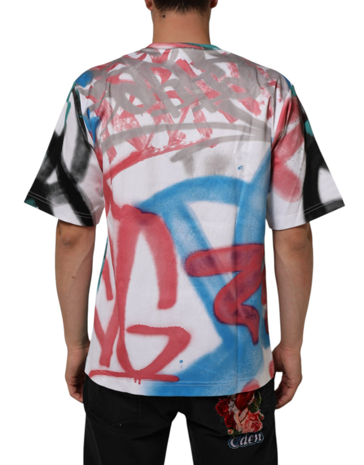 Dolce &amp; Gabbana Sample Sale Dolce &amp; Gabbana White Graffiti Crew Neck Short Sleeves T-shirt - | Designer outlet