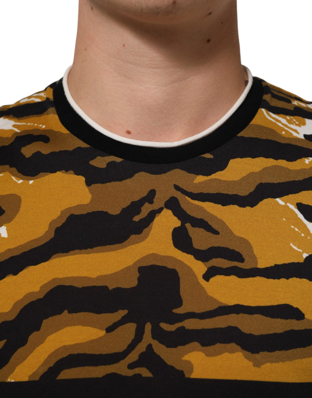 Dolce &amp; Gabbana Sample Sale Dolce &amp; Gabbana Multicolor Leopard Palm Leaf Men Crew Neck T-shirt - | Designer outlet
