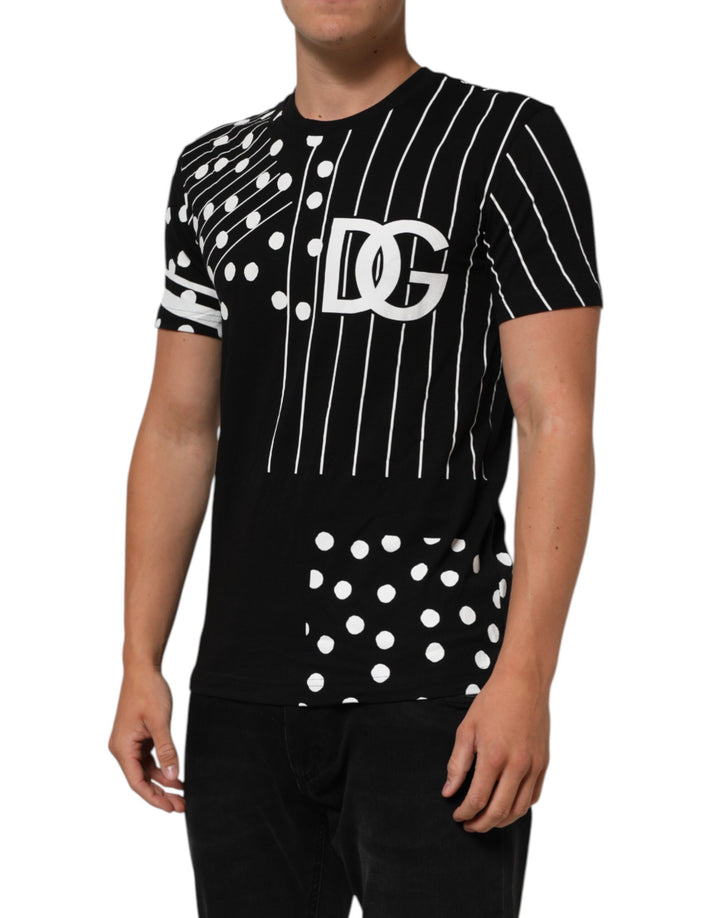 Dolce &amp; Gabbana Sample Sale Dolce &amp; Gabbana Black Cotton Polka Dots Round Neck T-shirt - | Designer outlet