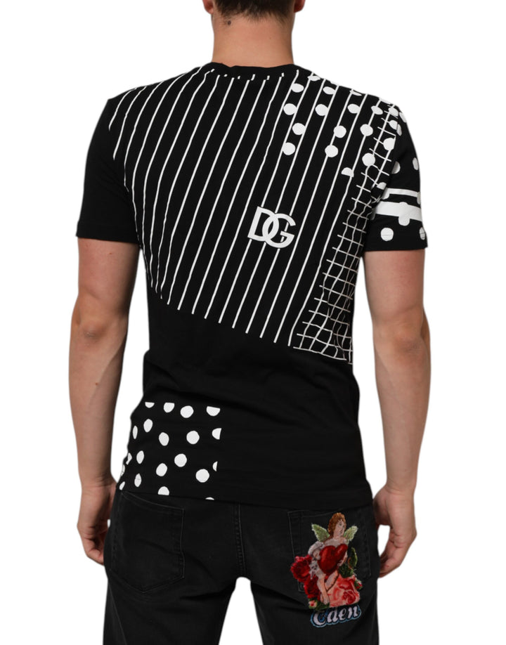 Dolce &amp; Gabbana Sample Sale Dolce &amp; Gabbana Black Cotton Polka Dots Round Neck T-shirt - | Designer outlet