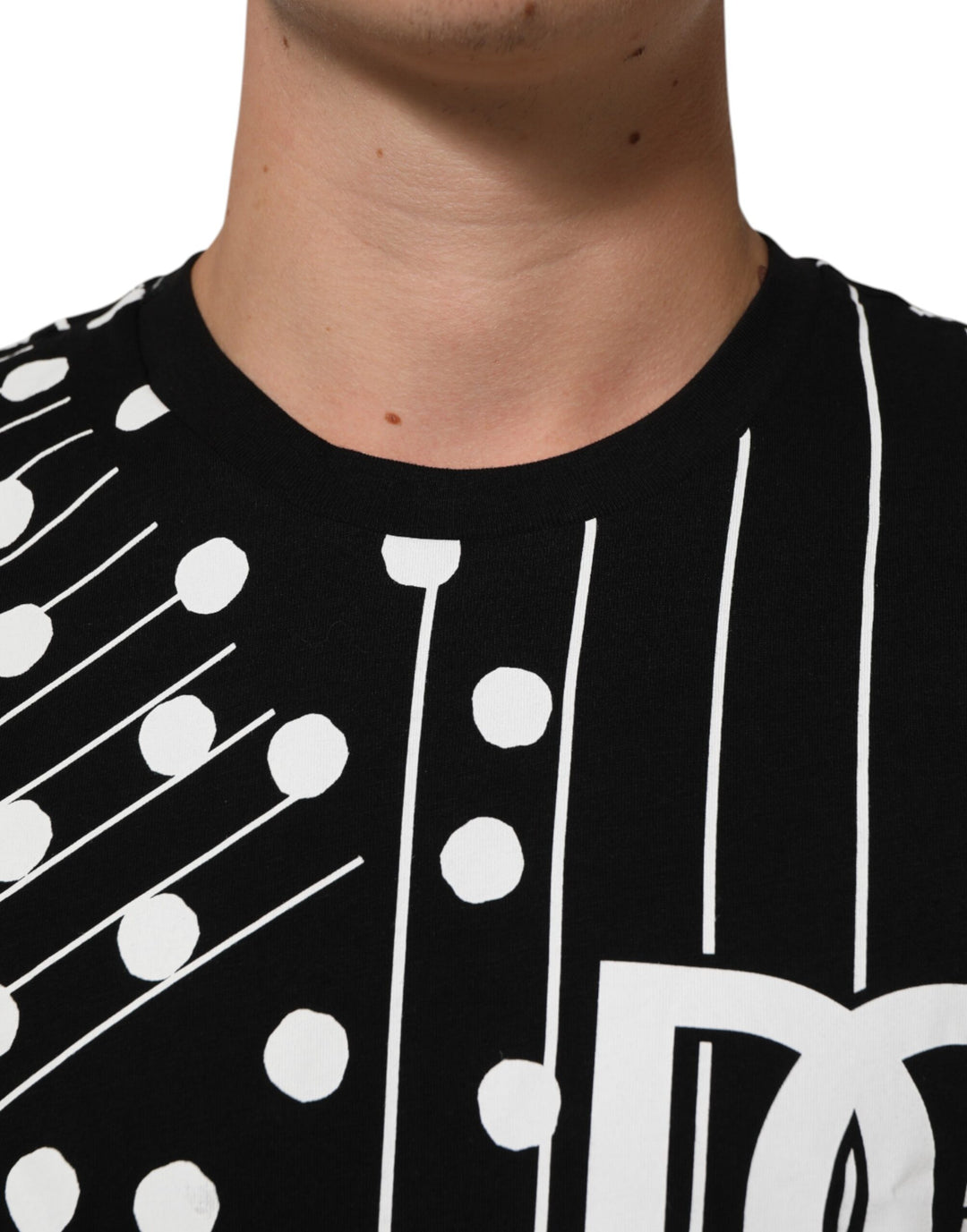 Dolce &amp; Gabbana Sample Sale Dolce &amp; Gabbana Black Cotton Polka Dots Round Neck T-shirt - | Designer outlet