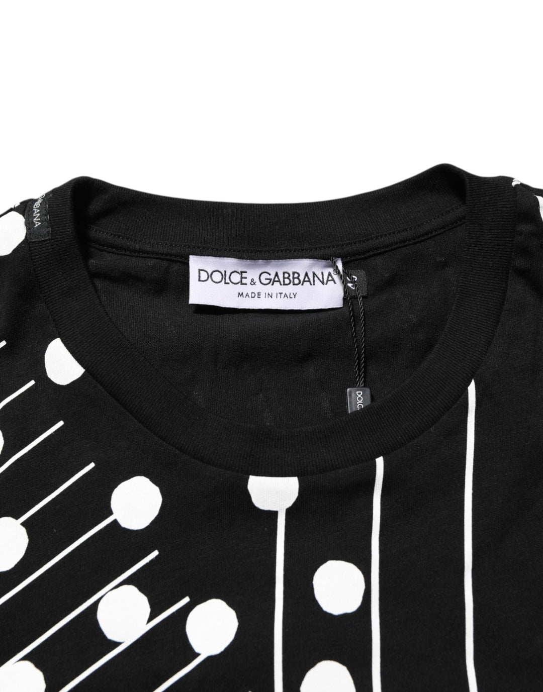 Dolce &amp; Gabbana Sample Sale Dolce &amp; Gabbana Black Cotton Polka Dots Round Neck T-shirt - | Designer outlet