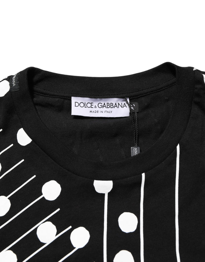 Dolce &amp; Gabbana Sample Sale Dolce &amp; Gabbana Black Cotton Polka Dots Round Neck T-shirt - | Designer outlet