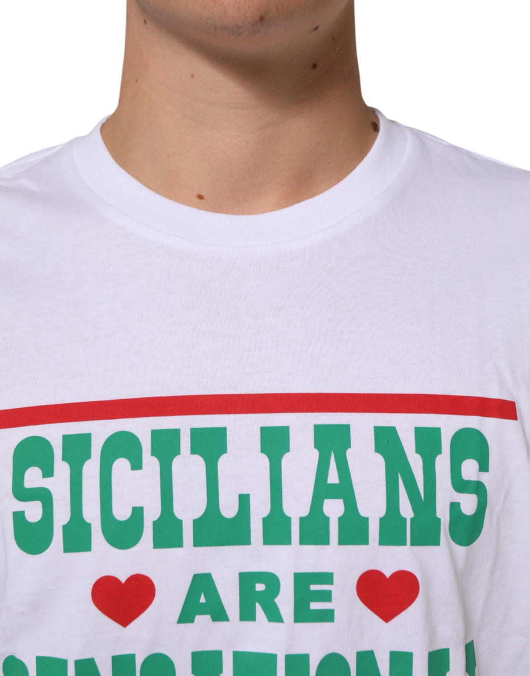 Dolce &amp; Gabbana Sample Sale Dolce &amp; Gabbana White Graphic Print Cotton Crew Neck T-shirt - | Designer outlet
