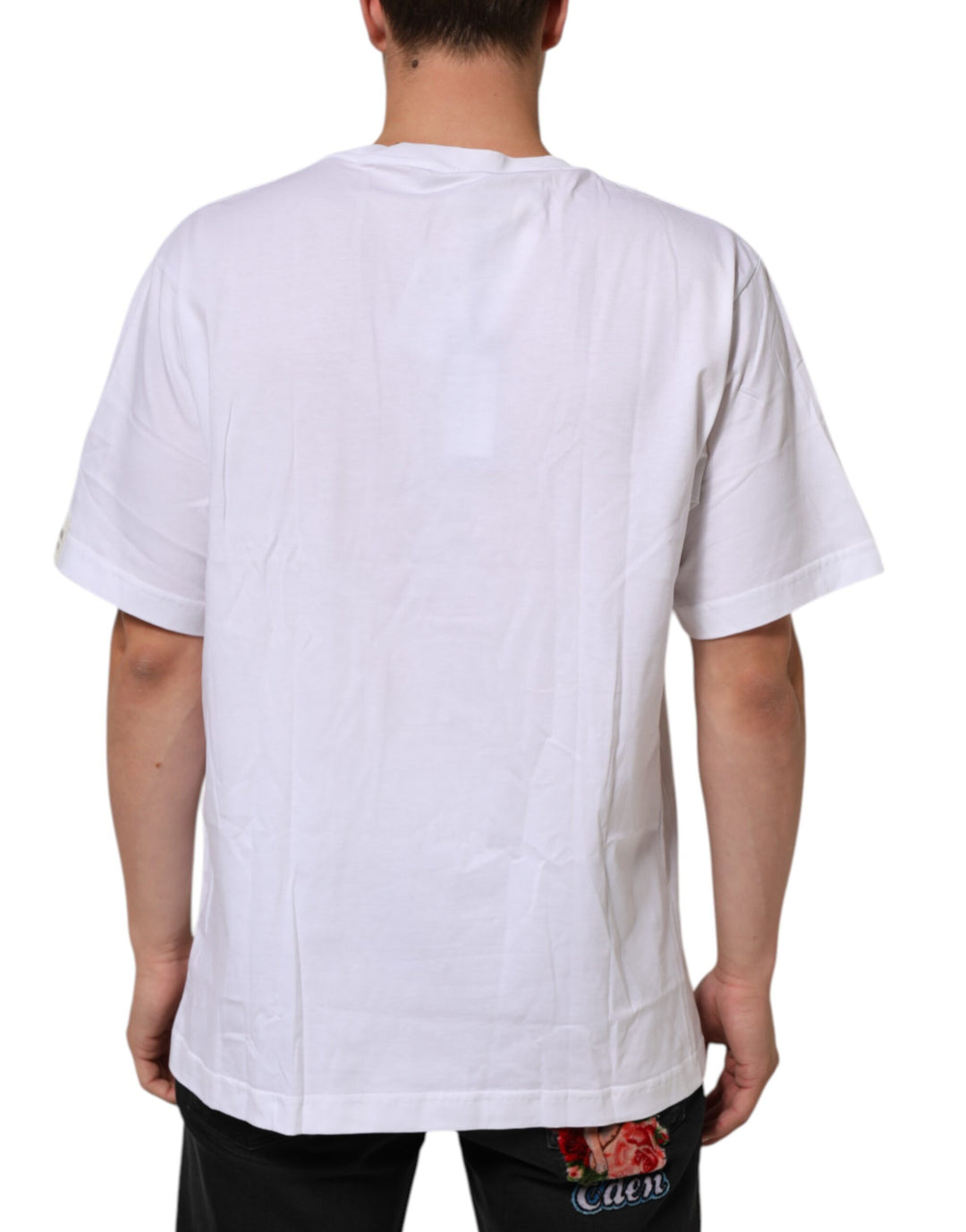 Dolce &amp; Gabbana White Graphic Print Cotton Crew Neck T-shirt by Dolce &amp; Gabbana outlet now on sale