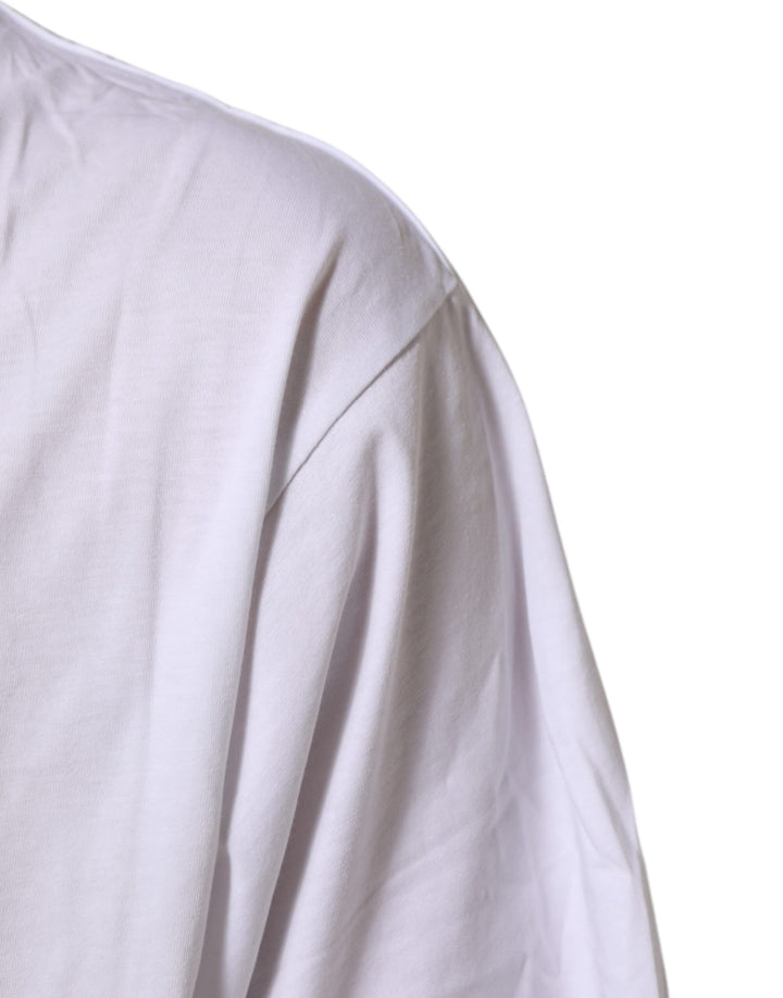 Dolce &amp; Gabbana White Graphic Print Cotton Crew Neck T-shirt by Dolce &amp; Gabbana outlet now on sale