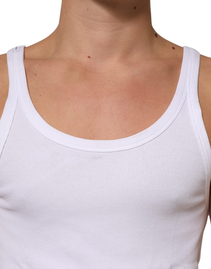 Dolce &amp; Gabbana White Sleeveless Round Neck Tank Top T-shirt by Dolce &amp; Gabbana outlet now on sale