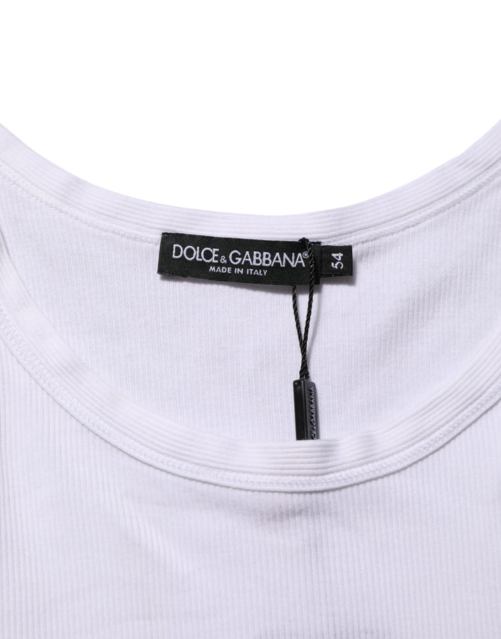 Dolce &amp; Gabbana White Sleeveless Round Neck Tank Top T-shirt by Dolce &amp; Gabbana outlet now on sale
