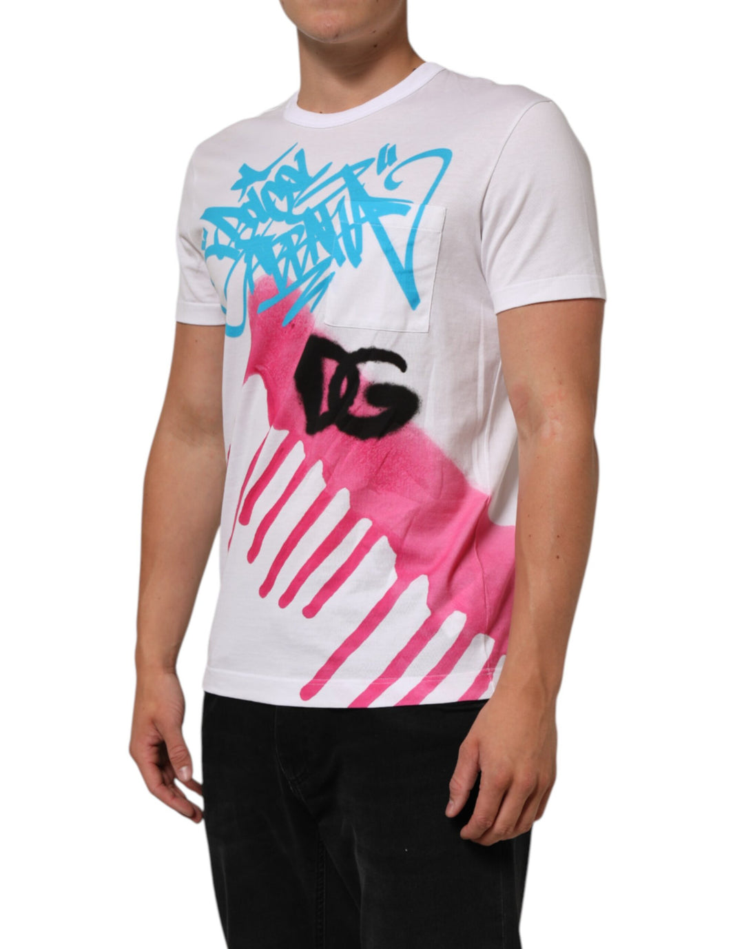 Dolce &amp; Gabbana Sample Sale Dolce &amp; Gabbana White Graphic Print Cotton Crew Neck T-shirt - | Designer outlet
