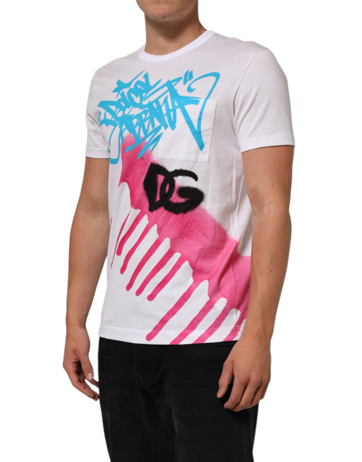 Dolce &amp; Gabbana Sample Sale Dolce &amp; Gabbana White Graphic Print Cotton Crew Neck T-shirt - | Designer outlet