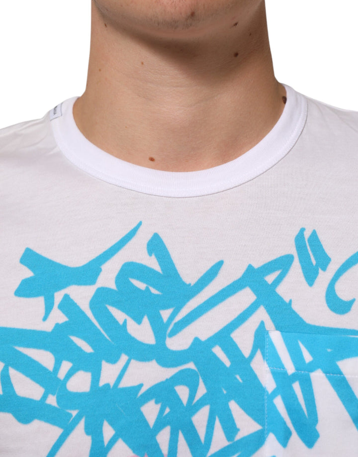 Dolce &amp; Gabbana Sample Sale Dolce &amp; Gabbana White Graphic Print Cotton Crew Neck T-shirt - | Designer outlet