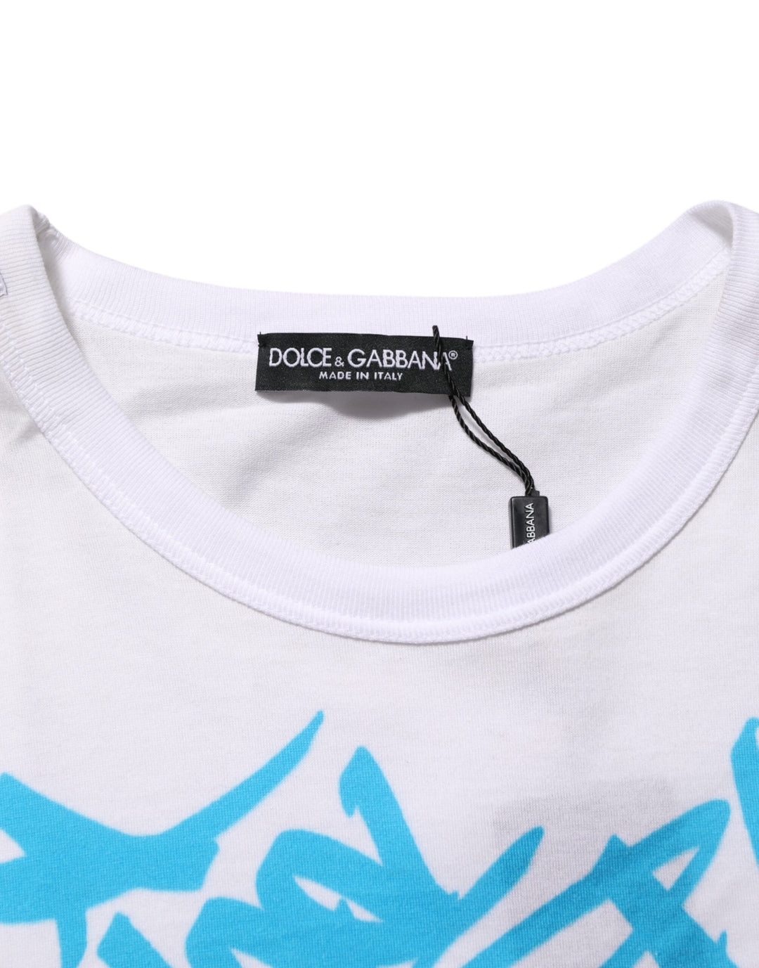 Dolce &amp; Gabbana Sample Sale Dolce &amp; Gabbana White Graphic Print Cotton Crew Neck T-shirt - | Designer outlet