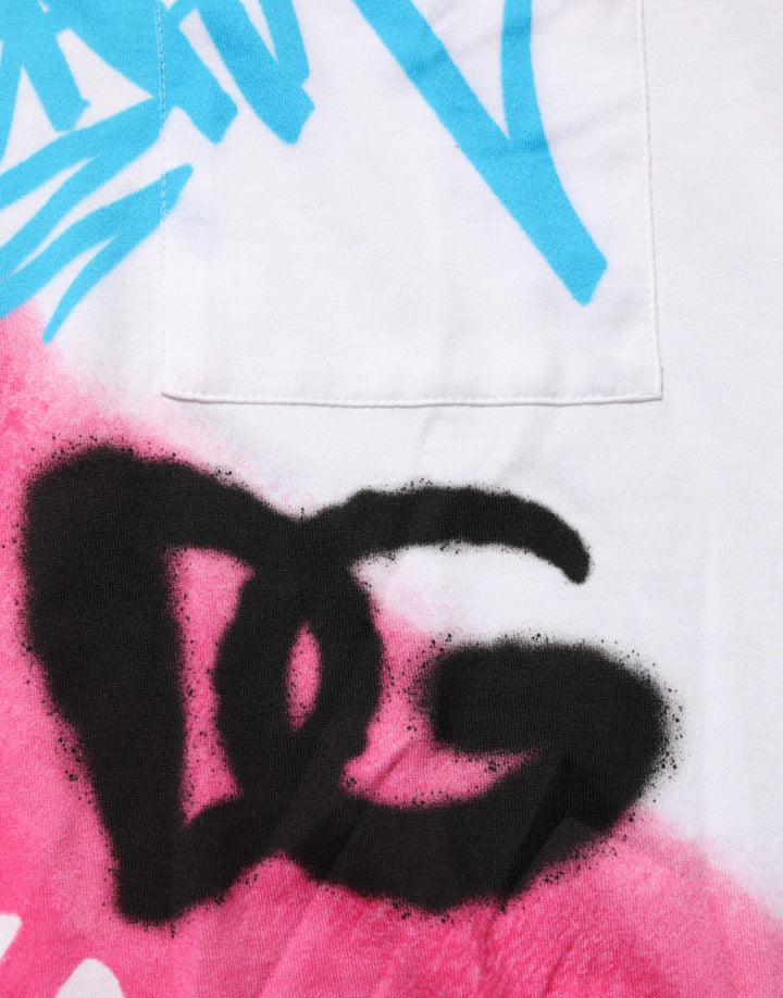 Dolce &amp; Gabbana Sample Sale Dolce &amp; Gabbana White Graphic Print Cotton Crew Neck T-shirt - | Designer outlet