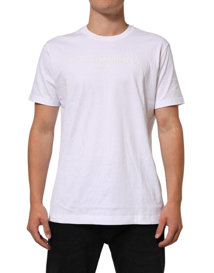 Dolce &amp; Gabbana White Cotton Crew Neck Short Sleeves T-shirt by Dolce &amp; Gabbana outlet now on sale