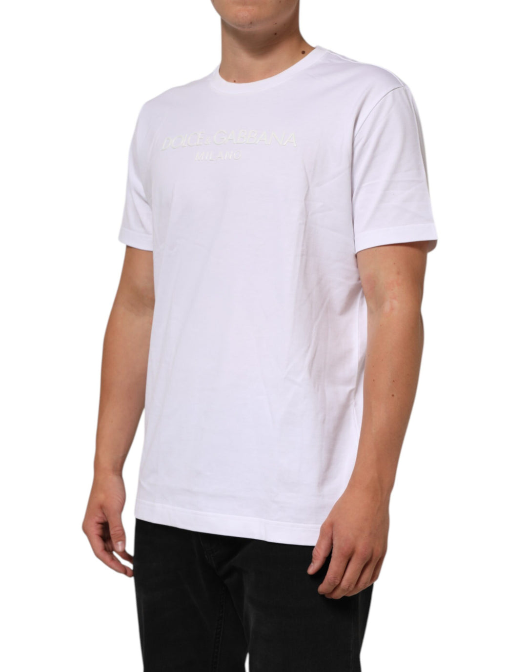 Dolce &amp; Gabbana White Cotton Crew Neck Short Sleeves T-shirt by Dolce &amp; Gabbana outlet now on sale