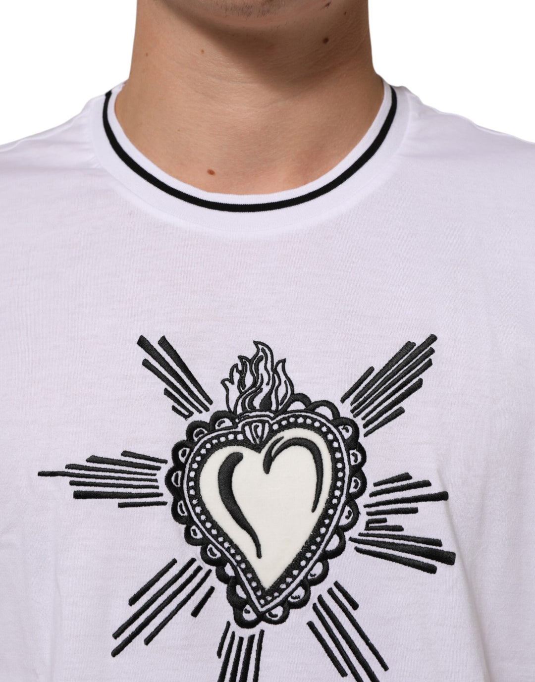 Dolce &amp; Gabbana Sample Sale Dolce &amp; Gabbana White Sacred Heart Short Sleeve Men T-shirt - | Designer outlet