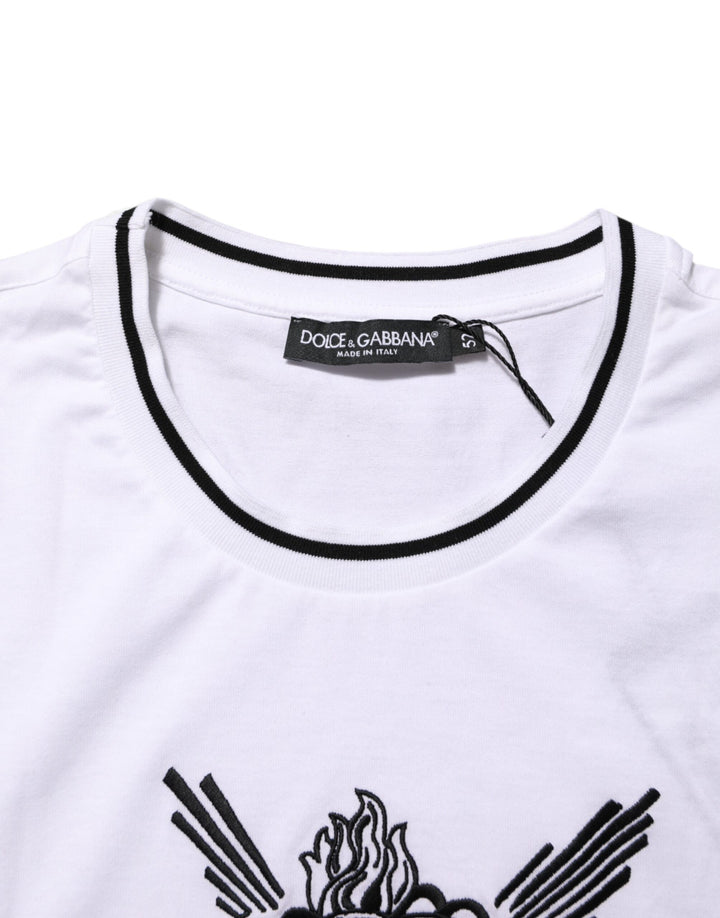 Dolce &amp; Gabbana White Sacred Heart Short Sleeve Men T-shirt by Dolce &amp; Gabbana outlet now on sale