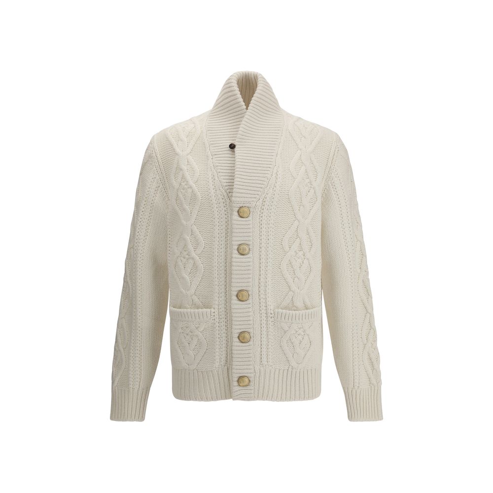 Brunello Cucinelli White Cashmere Cardigan by Brunello Cucinelli outlet now on sale