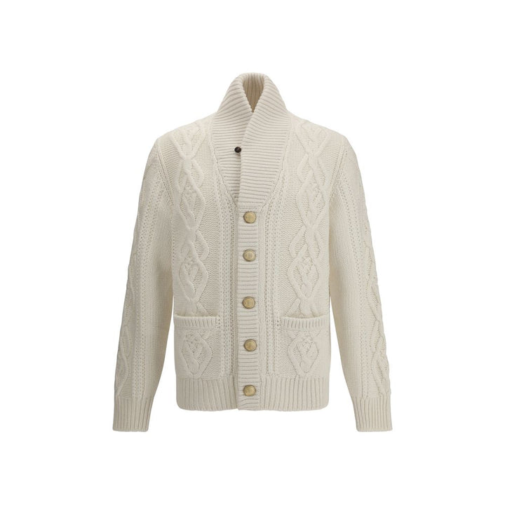 Brunello Cucinelli White Cashmere Cardigan by Brunello Cucinelli outlet now on sale
