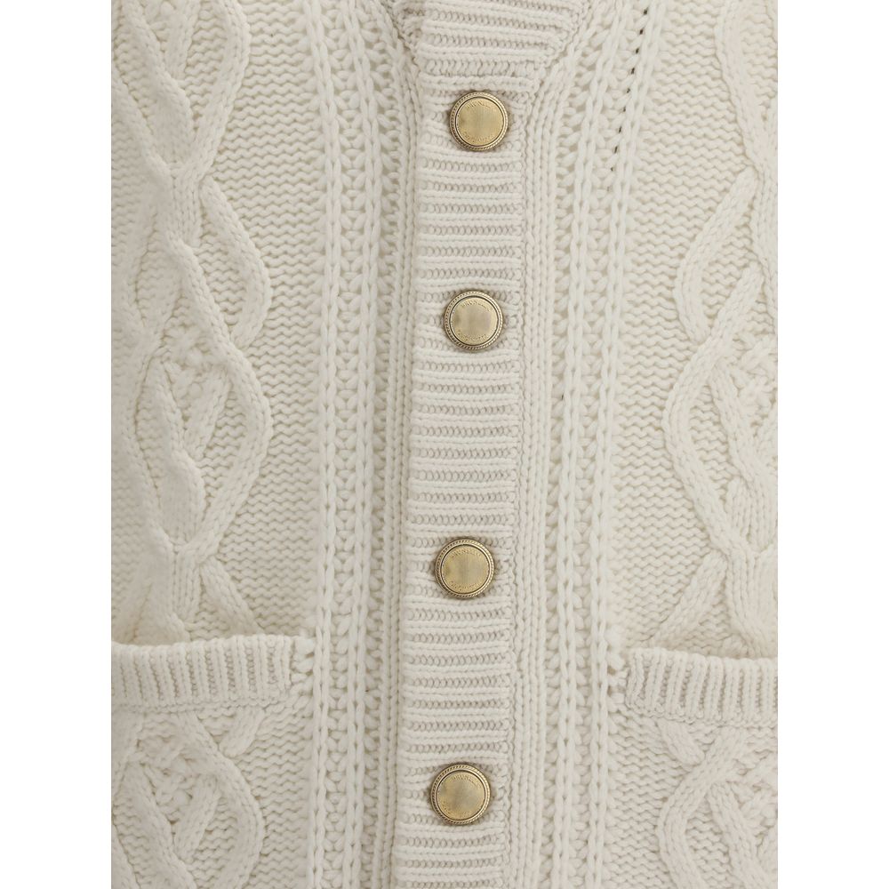 Brunello Cucinelli White Cashmere Cardigan by Brunello Cucinelli outlet now on sale