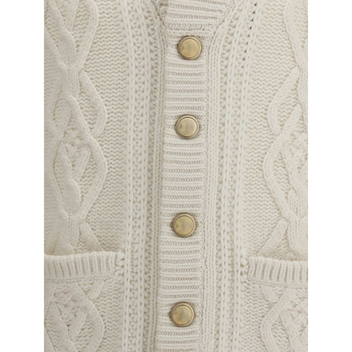 Brunello Cucinelli White Cashmere Cardigan by Brunello Cucinelli outlet now on sale