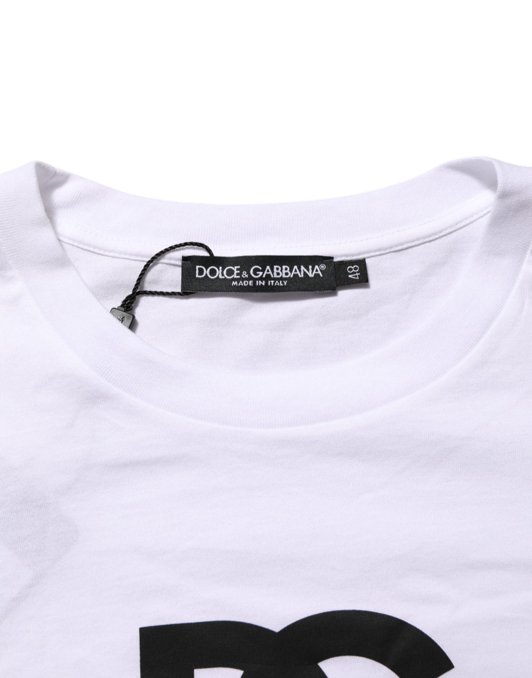 Dolce &amp; Gabbana Sample Sale Dolce &amp; Gabbana White Logo Print Cotton Crew Neck Men T-shirt - | Designer outlet