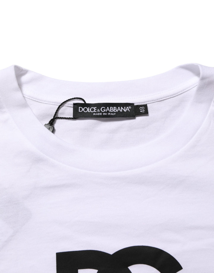 Dolce &amp; Gabbana Sample Sale Dolce &amp; Gabbana White Logo Print Cotton Crew Neck Men T-shirt - | Designer outlet