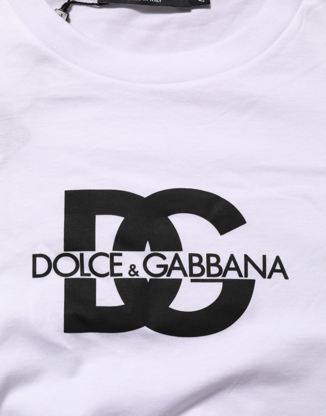 Dolce &amp; Gabbana Sample Sale Dolce &amp; Gabbana White Logo Print Cotton Crew Neck Men T-shirt - | Designer outlet