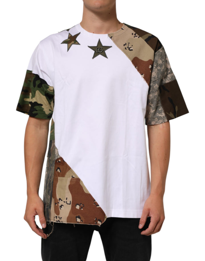 Dolce &amp; Gabbana Sample Sale Dolce &amp; Gabbana White Camouflage Patckwork Men Cotton T-shirt - | Designer outlet