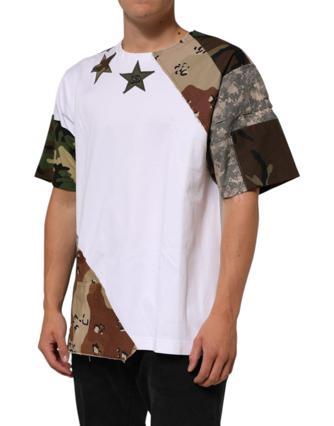 Dolce &amp; Gabbana Sample Sale Dolce &amp; Gabbana White Camouflage Patckwork Men Cotton T-shirt - | Designer outlet