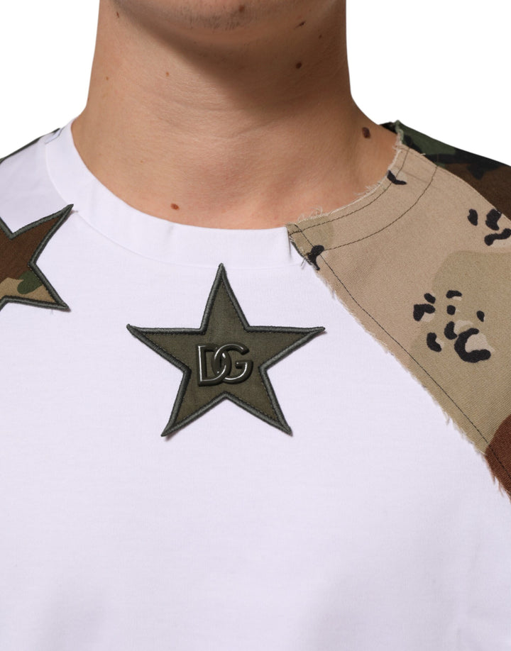 Dolce &amp; Gabbana Sample Sale Dolce &amp; Gabbana White Camouflage Patckwork Men Cotton T-shirt - | Designer outlet