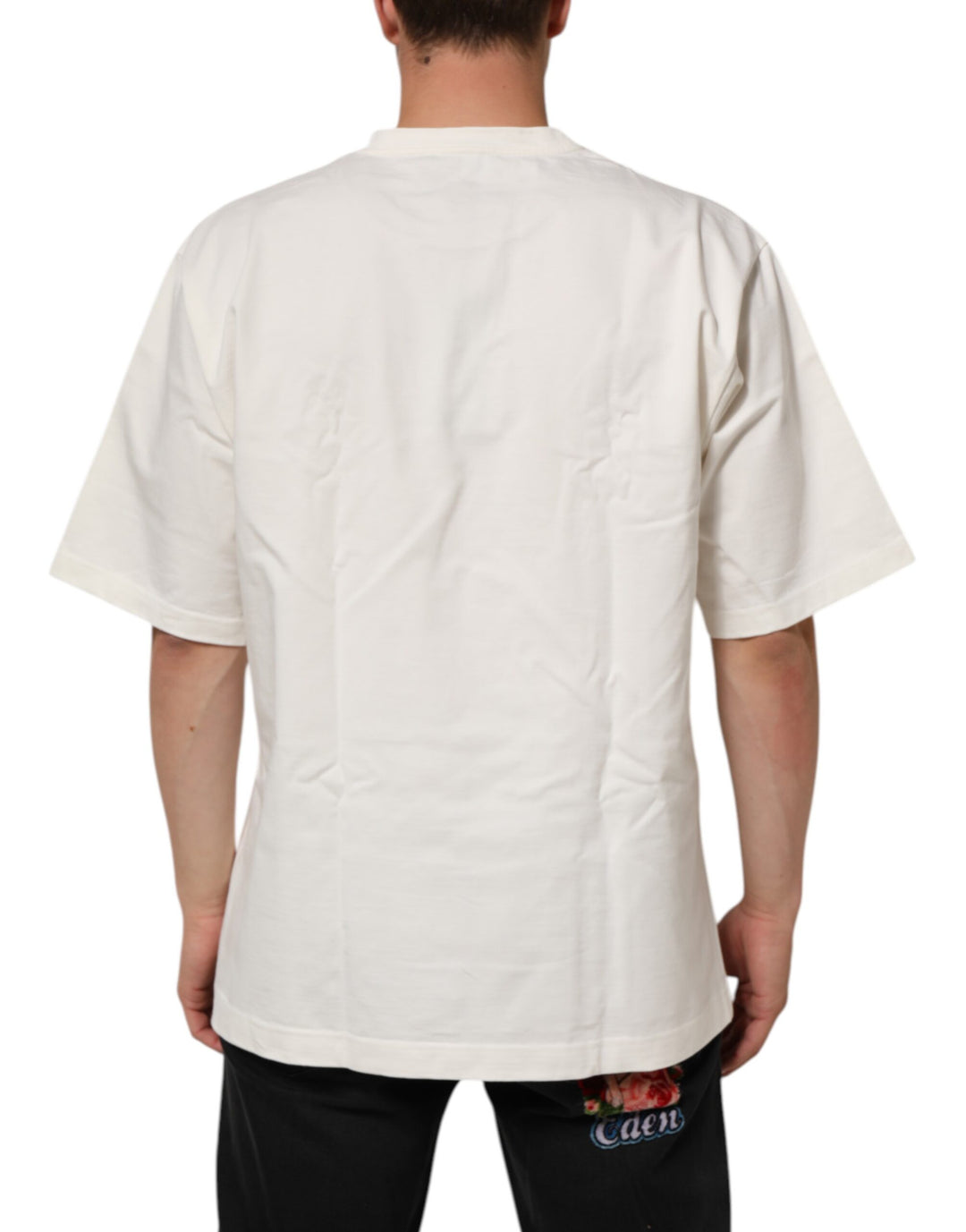 Dolce &amp; Gabbana Sample Sale Dolce &amp; Gabbana White Logo Print Cotton Crew Neck Men T-shirt - | Designer outlet