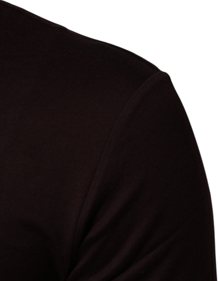Dolce &amp; Gabbana Sample Sale Dolce &amp; Gabbana Brown Logo Plaque Cotton Crew Neck T-shirt - | Designer outlet