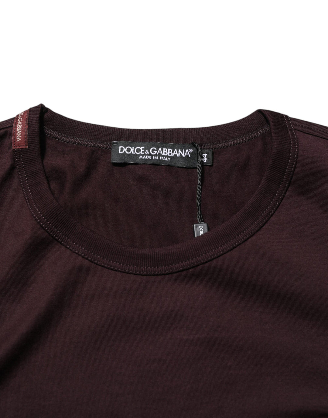 Dolce &amp; Gabbana Sample Sale Dolce &amp; Gabbana Brown Logo Plaque Cotton Crew Neck T-shirt - | Designer outlet