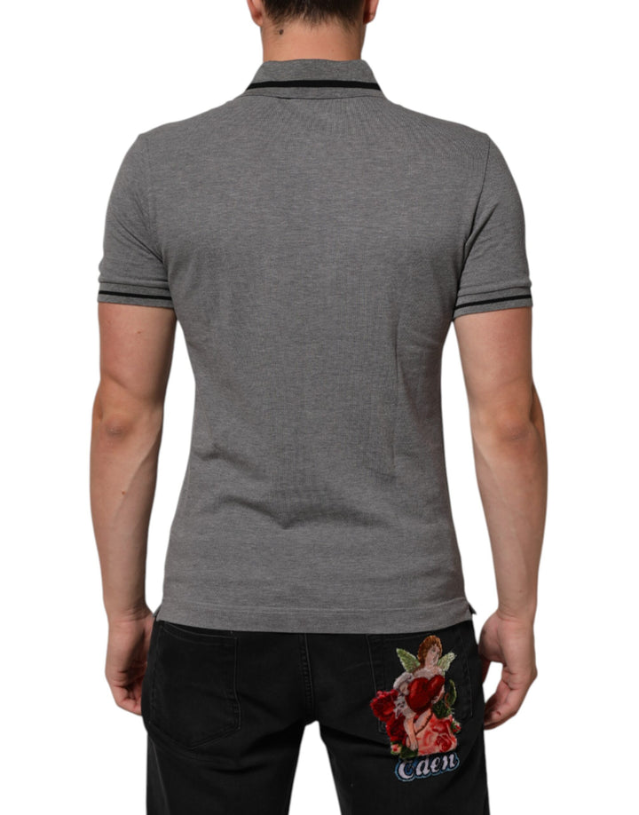 Dolce &amp; Gabbana Sample Sale Dolce &amp; Gabbana Gray Logo Embroidery Collared Polo T-shirt - | Designer outlet