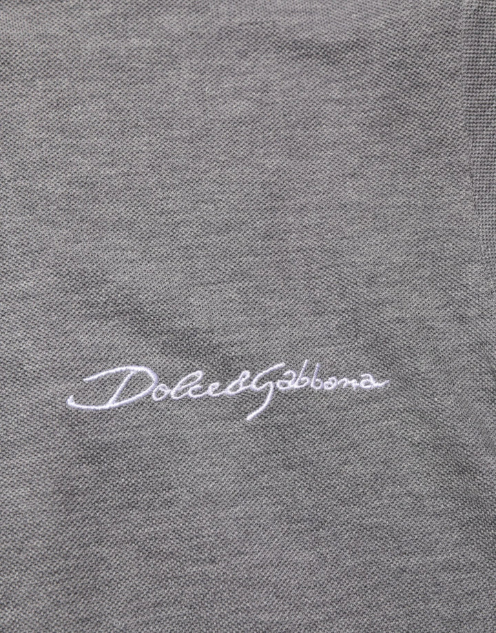 Dolce &amp; Gabbana Sample Sale Dolce &amp; Gabbana Gray Logo Embroidery Collared Polo T-shirt - | Designer outlet
