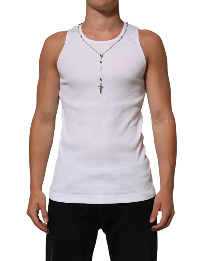 Dolce &amp; Gabbana Sample Sale Dolce &amp; Gabbana White Cotton Chain Necklace Tank Top T-shirt - | Designer outlet