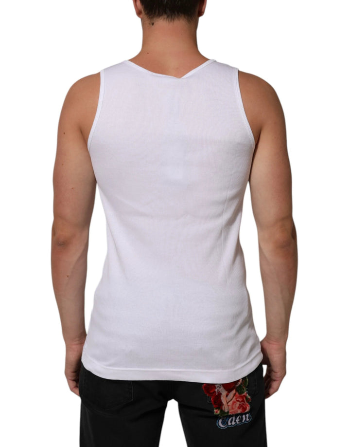 Dolce &amp; Gabbana Sample Sale Dolce &amp; Gabbana White Cotton Chain Necklace Tank Top T-shirt - | Designer outlet
