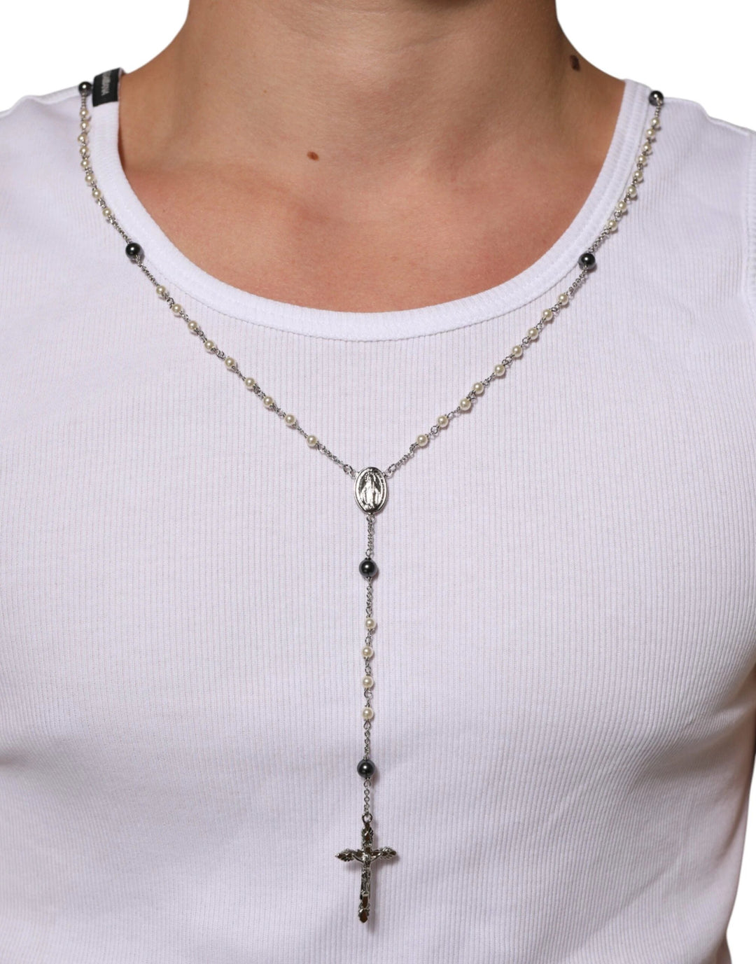 Dolce &amp; Gabbana Sample Sale Dolce &amp; Gabbana White Cotton Chain Necklace Tank Top T-shirt - | Designer outlet
