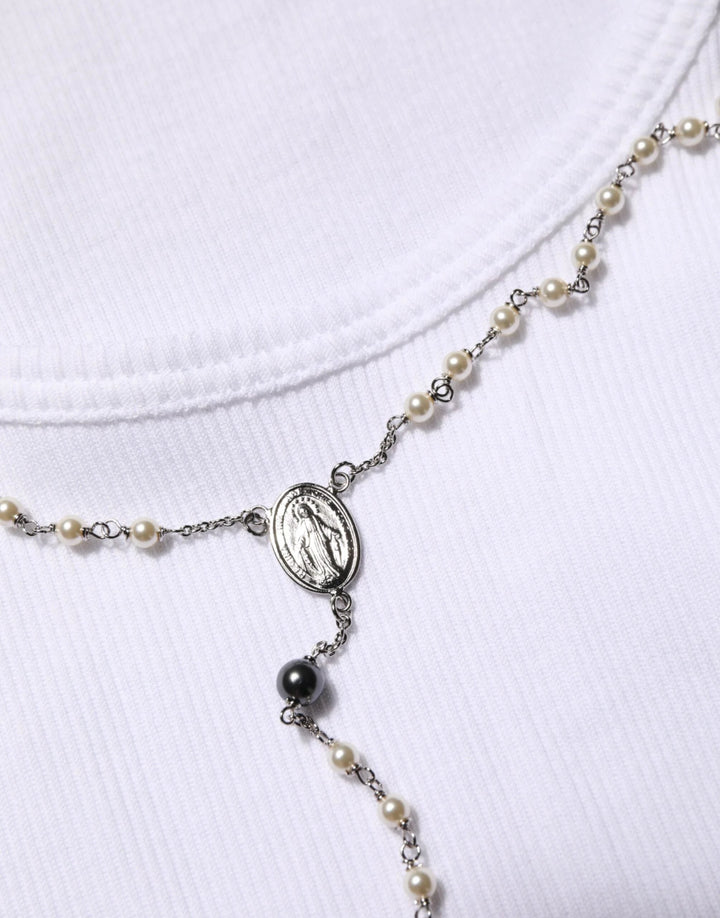 Dolce &amp; Gabbana Sample Sale Dolce &amp; Gabbana White Cotton Chain Necklace Tank Top T-shirt - | Designer outlet