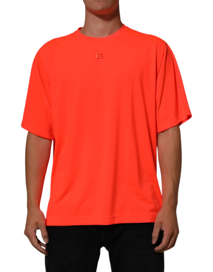 Dolce &amp; Gabbana Sample Sale Dolce &amp; Gabbana Neon Orange Polyester Men Crew Neck T-shirt - | Designer outlet