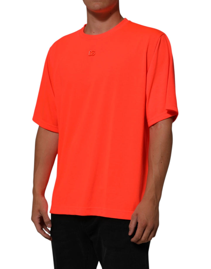 Dolce &amp; Gabbana Sample Sale Dolce &amp; Gabbana Neon Orange Polyester Men Crew Neck T-shirt - | Designer outlet