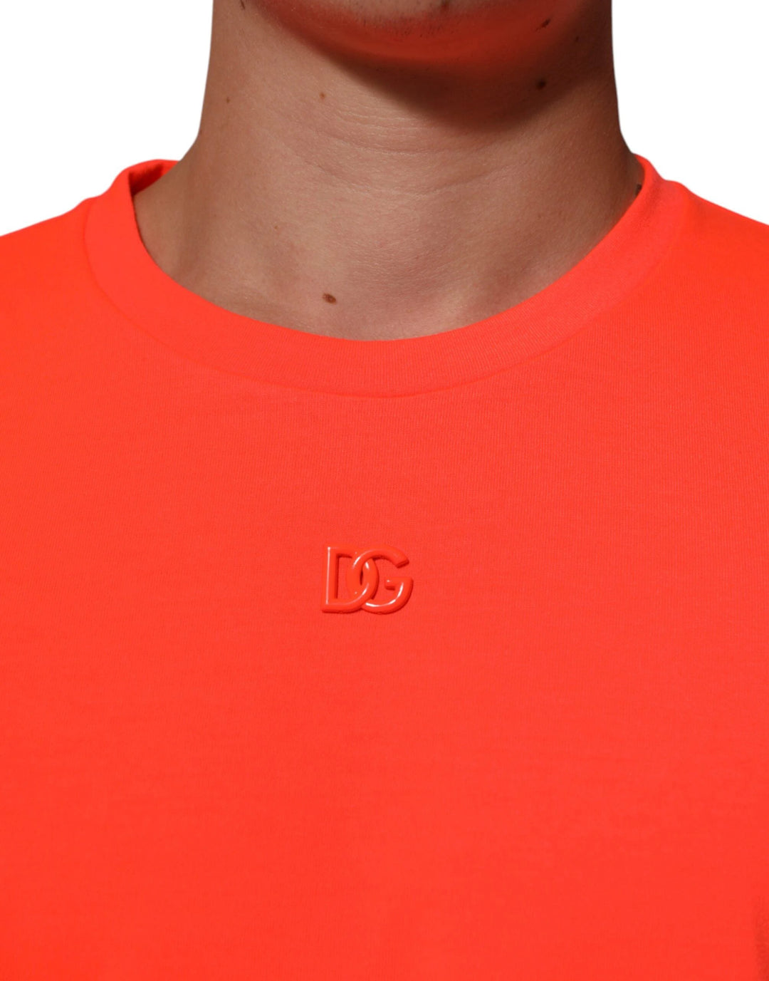 Dolce &amp; Gabbana Sample Sale Dolce &amp; Gabbana Neon Orange Polyester Men Crew Neck T-shirt - | Designer outlet